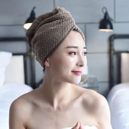 image-Pineapple grid dry hair cap, plain dry hair towel, coral fleece shower cap, turban, quick-drying, strong water absorption and thickening