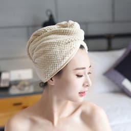 image-Pineapple grid dry hair cap, plain dry hair towel, coral fleece shower cap, turban, quick-drying, strong water absorption and thickening