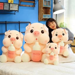 image-Net celebrity baby bottle pig pillow plush toy pig doll child sleeping ragdoll large send girl birthday doll