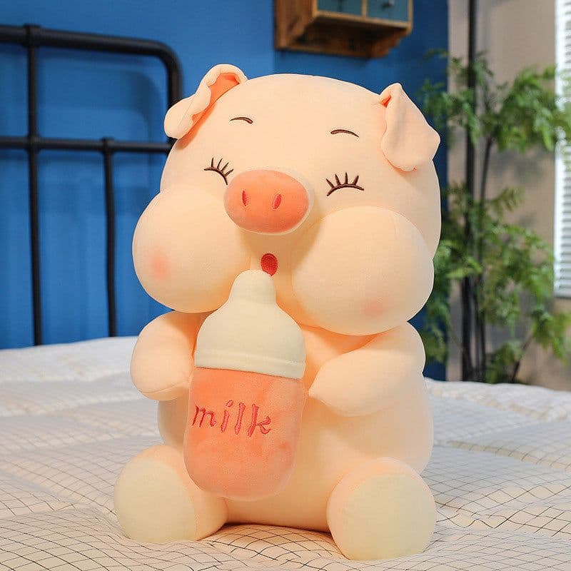 image-Net celebrity baby bottle pig pillow plush toy pig doll child sleeping ragdoll large send girl birthday doll