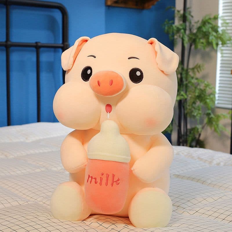 image-Net celebrity baby bottle pig pillow plush toy pig doll child sleeping ragdoll large send girl birthday doll