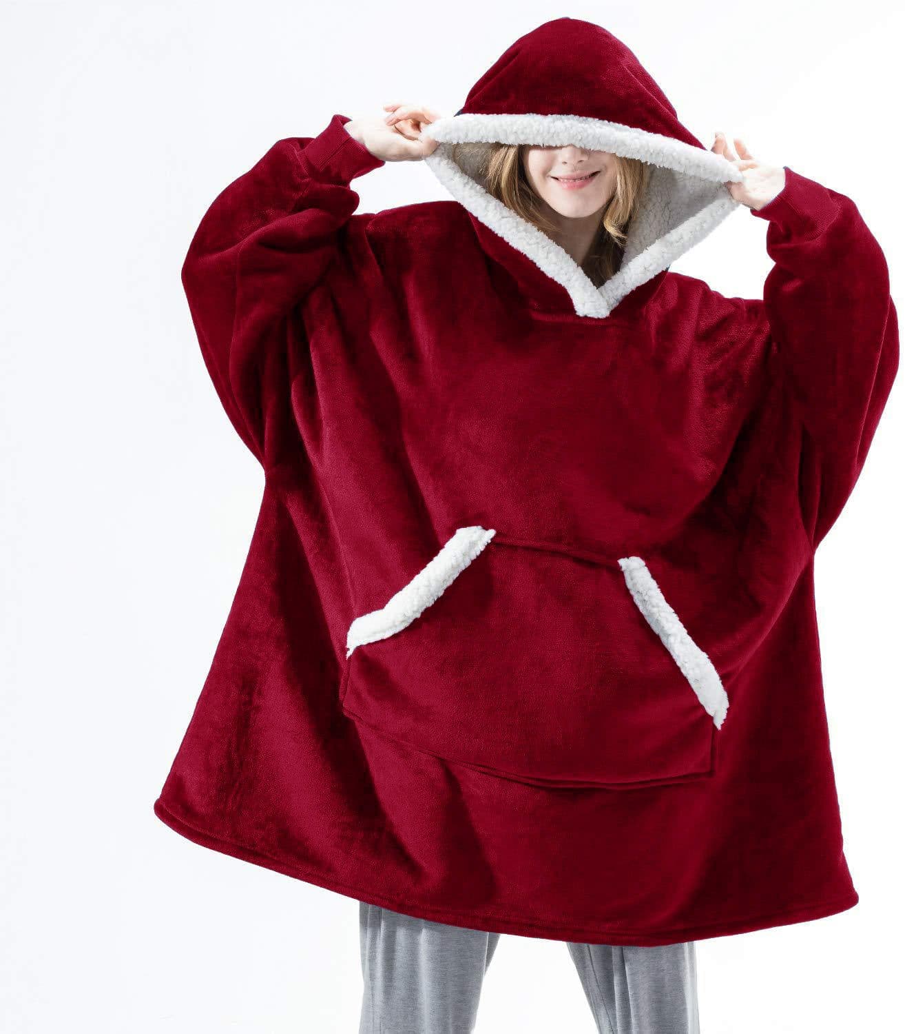 image-2021 fall/winter wearable lamb velvet lazy blanket, home casual plush sweater, wearable blanket