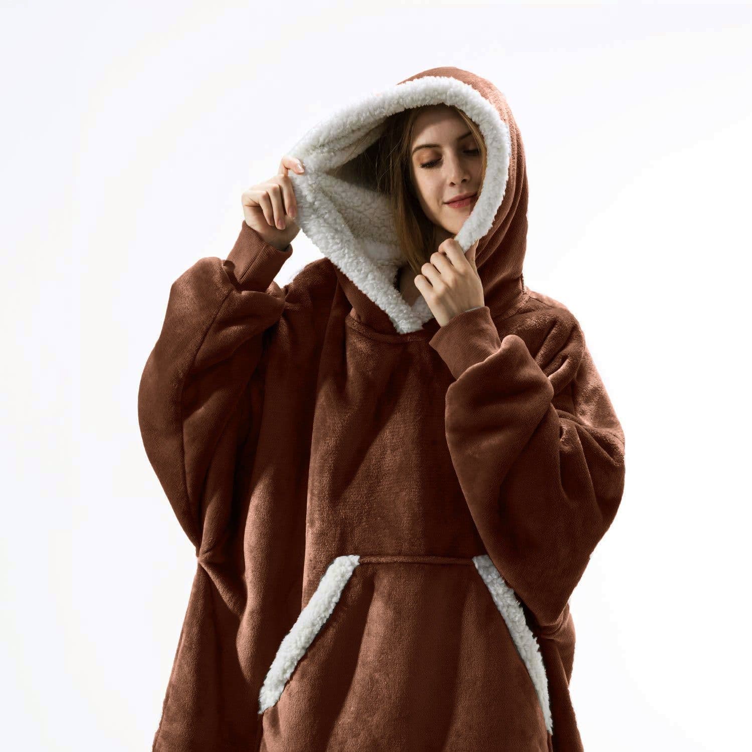 image-2021 fall/winter wearable lamb velvet lazy blanket, home casual plush sweater, wearable blanket