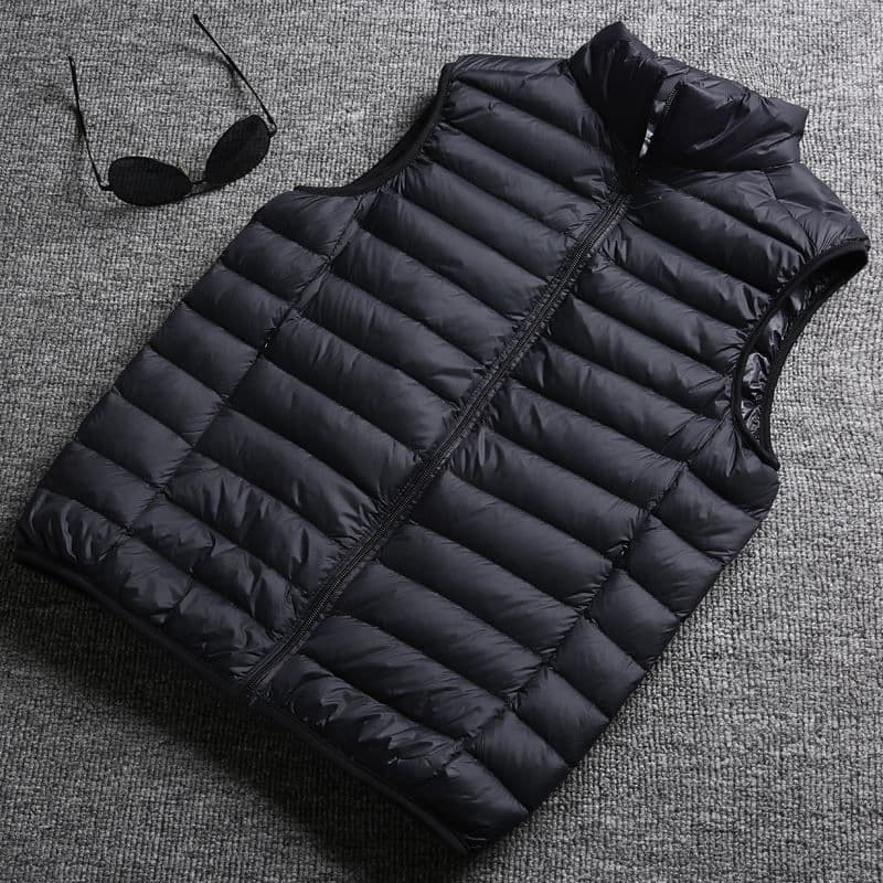 image-2019 down jacket vest men's lightweight vest waistcoat stand-up collar plus size autumn and winter couple jacket anti-season clearance sale