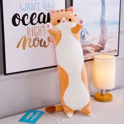 image-Long strip pillow foreign trade cat plush toy large accompany sleeping doll doll wholesale birthday gift girl logo
