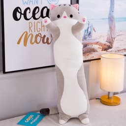 image-Long strip pillow foreign trade cat plush toy large accompany sleeping doll doll wholesale birthday gift girl logo