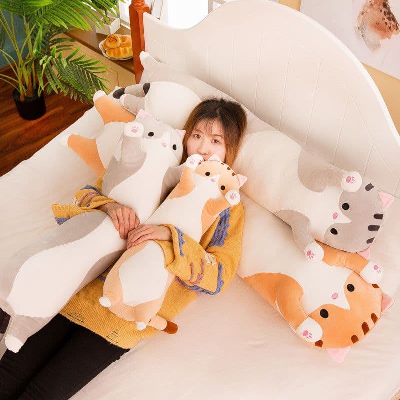 image-Long strip pillow foreign trade cat plush toy large accompany sleeping doll doll wholesale birthday gift girl logo