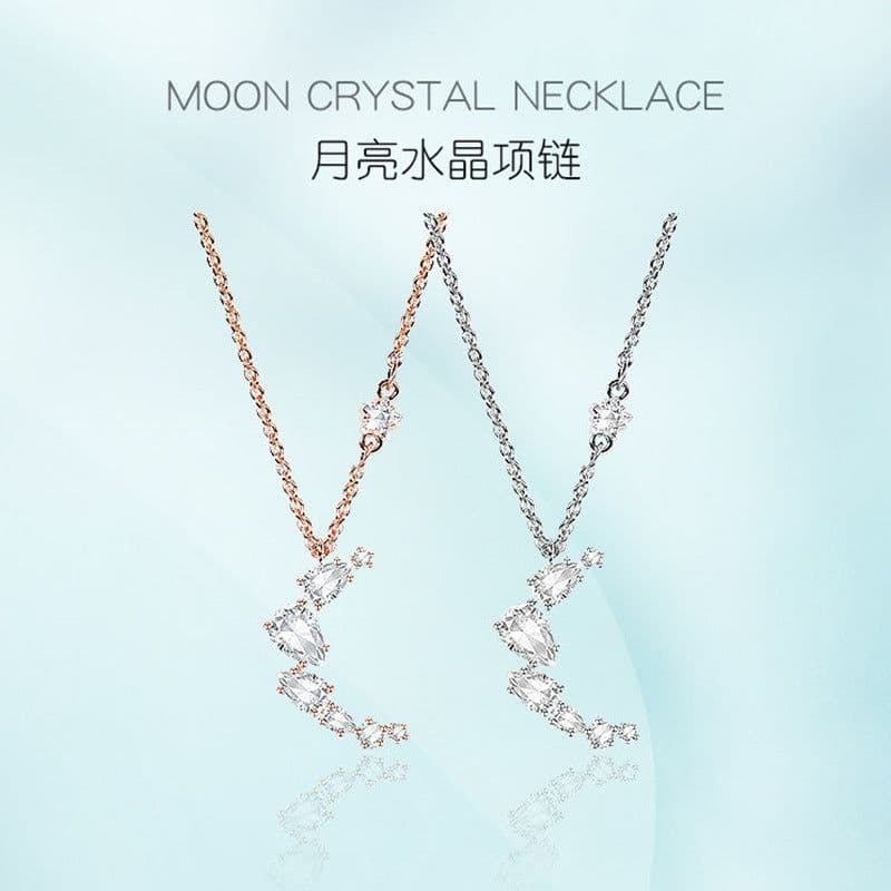 image-The new Korean version of the star and moon necklace pendant temperament crystal clavicle chain love crash landing the same girlfriend gift