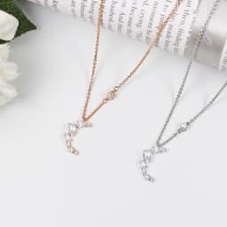 image-The new Korean version of the star and moon necklace pendant temperament crystal clavicle chain love crash landing the same girlfriend gift