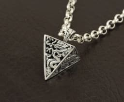 image-925 sterling silver Korean version men's necklace pendant, retro tapered four mythical beasts, square cone, amulet pendant