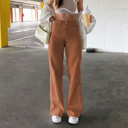 image-European and American style 2021 new solid color jeans women drape loose and thin high-waist straight-leg pants women casual trousers