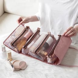 image-Lazy detachable cosmetic bag, portable large-capacity four-in-one portable folding travel cosmetic storage toilet bag