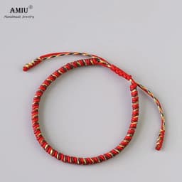 image-AMIU 3PCS Color Tibetan Buddhist Good Lucky Charm Tibetan Bracelets & Bangles For Women And Men Handmade Knots Red Rope Bracelet