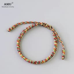 image-AMIU 3PCS Color Tibetan Buddhist Good Lucky Charm Tibetan Bracelets & Bangles For Women And Men Handmade Knots Red Rope Bracelet
