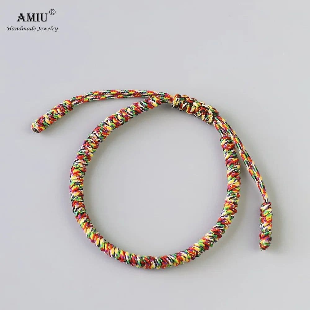image-AMIU 3PCS Color Tibetan Buddhist Good Lucky Charm Tibetan Bracelets & Bangles For Women And Men Handmade Knots Red Rope Bracelet