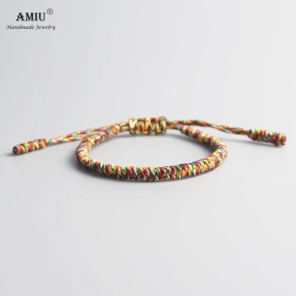 image-AMIU 3PCS Color Tibetan Buddhist Good Lucky Charm Tibetan Bracelets & Bangles For Women And Men Handmade Knots Red Rope Bracelet
