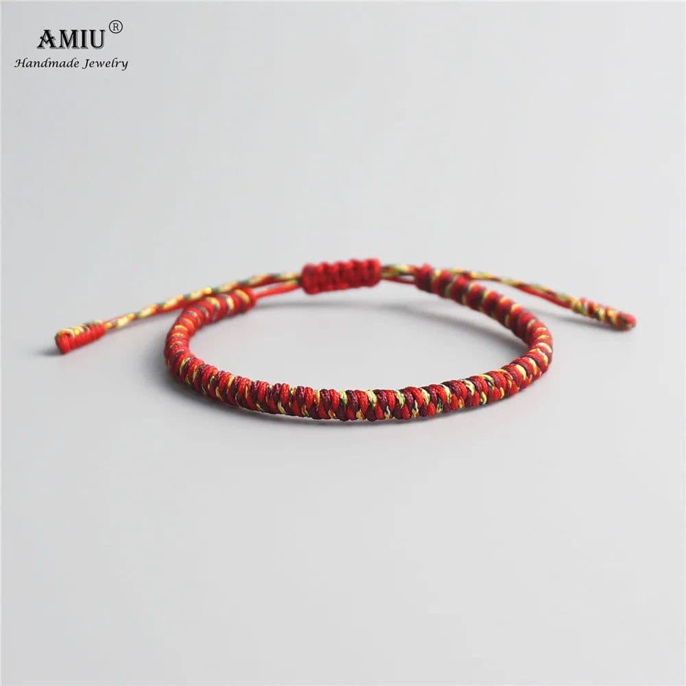 image-AMIU 3PCS Color Tibetan Buddhist Good Lucky Charm Tibetan Bracelets & Bangles For Women And Men Handmade Knots Red Rope Bracelet