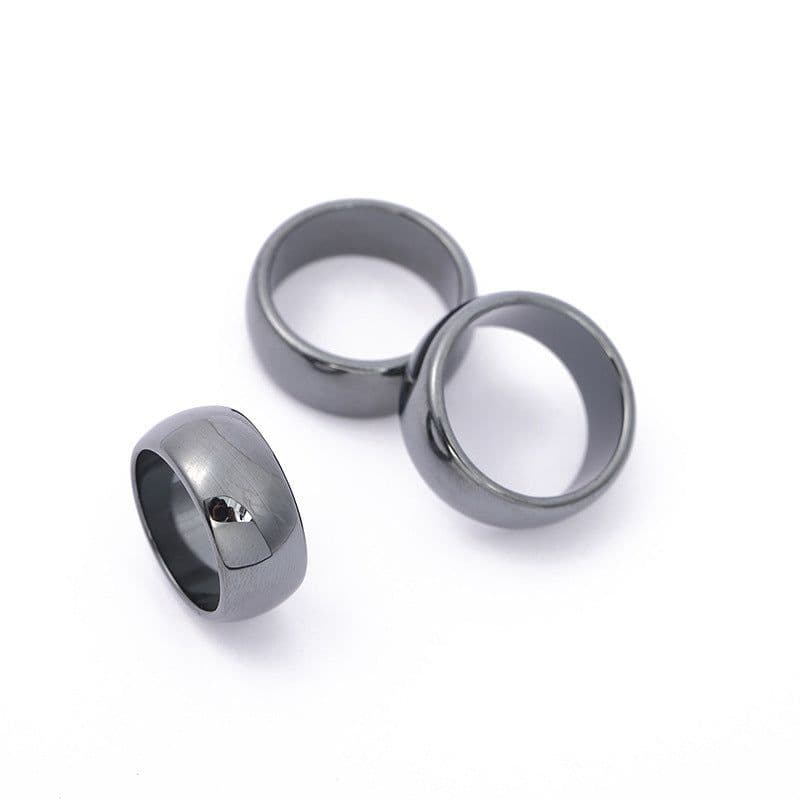 image-AliExpress wish cross-border black gallstone ring non-magnetic arc flat flat ring wide ring European and American simple men and women ring