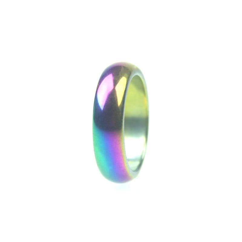 image-AliExpress wish cross-border black gallstone ring non-magnetic arc flat flat ring wide ring European and American simple men and women ring