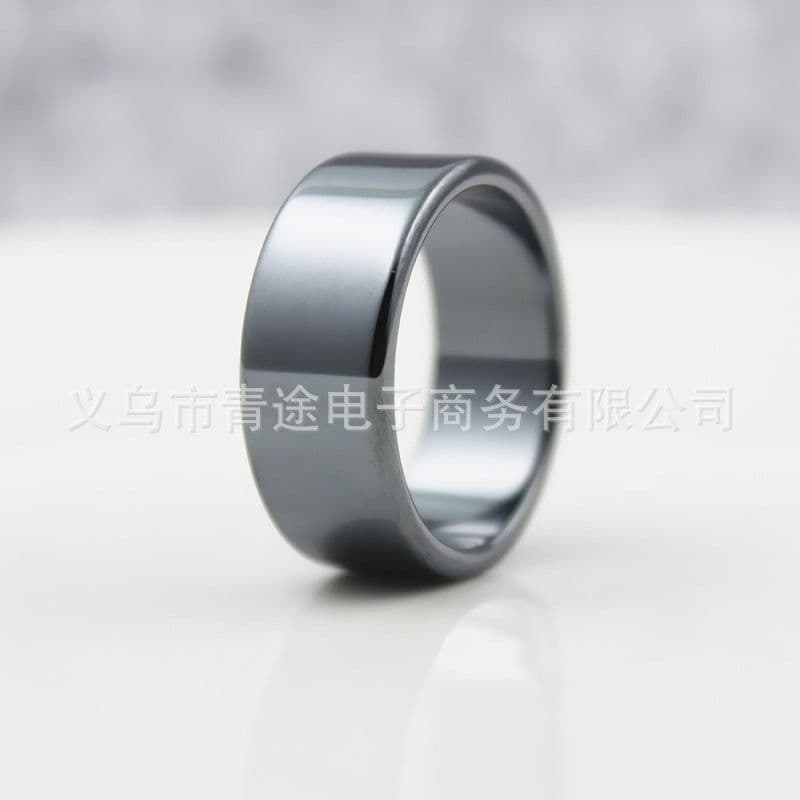 image-AliExpress wish cross-border black gallstone ring non-magnetic arc flat flat ring wide ring European and American simple men and women ring