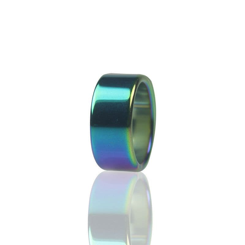 image-AliExpress wish cross-border black gallstone ring non-magnetic arc flat flat ring wide ring European and American simple men and women ring