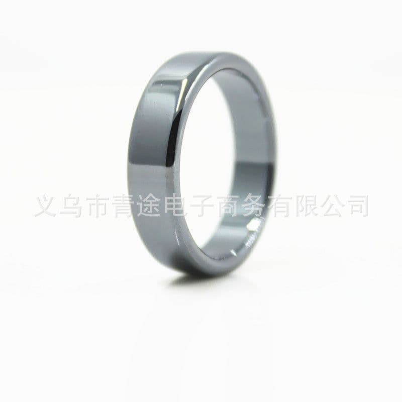 image-AliExpress wish cross-border black gallstone ring non-magnetic arc flat flat ring wide ring European and American simple men and women ring