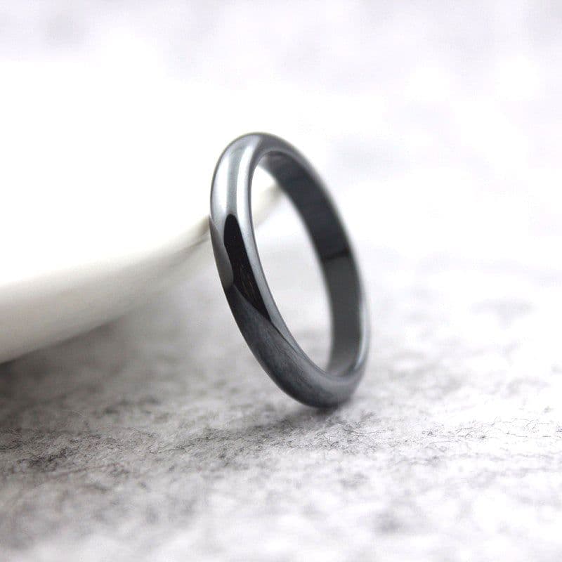 image-AliExpress wish cross-border black gallstone ring non-magnetic arc flat flat ring wide ring European and American simple men and women ring