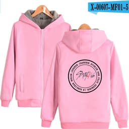 image-Cross-border Amazon stray kids plus velvet thick hooded zipper sweater winter warm men and women
