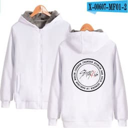 image-Cross-border Amazon stray kids plus velvet thick hooded zipper sweater winter warm men and women