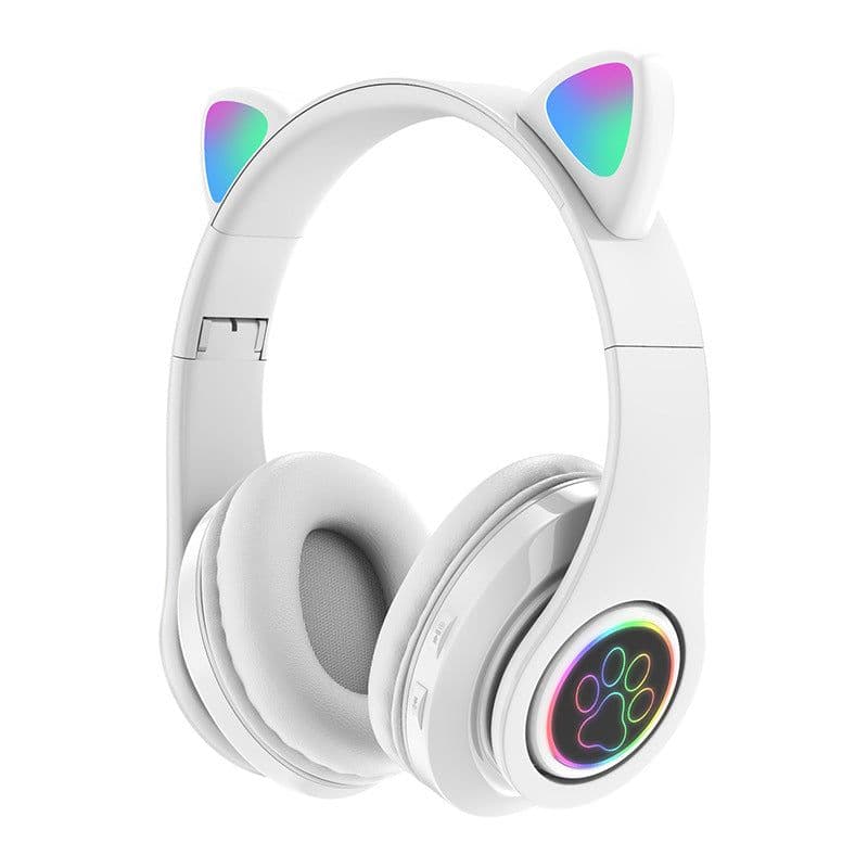 image-New head-mounted cat ear bluetooth headset B39 cat ear cute cat ear wireless headset LED flash light