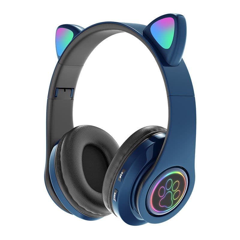image-New head-mounted cat ear bluetooth headset B39 cat ear cute cat ear wireless headset LED flash light
