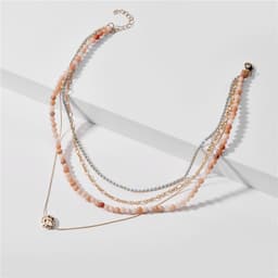 image-Qingdao Daiwei European and American big-name fashion jewelry stone bead claw chain 4 layers women's necklace