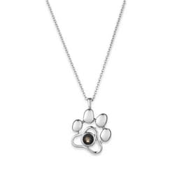 image-100 languages I love you necklace with dog paw print pendant personalized color