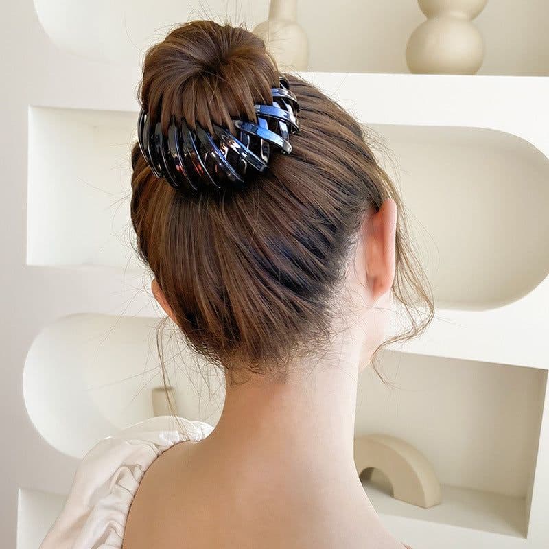 image-Jelly-colored bird's nest lazy hairpin ball head tie high ponytail hairpin hairpin telescopic catch clip Korean female hair catch
