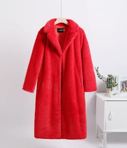 image-Winter loose mink velvet faux fur stitching mid-length coat furry suit collar women's coat