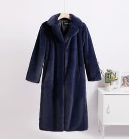 image-Winter loose mink velvet faux fur stitching mid-length coat furry suit collar women's coat