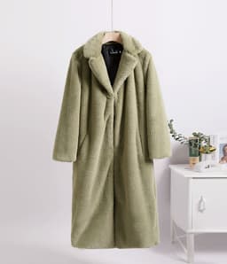 image-Winter loose mink velvet faux fur stitching mid-length coat furry suit collar women's coat