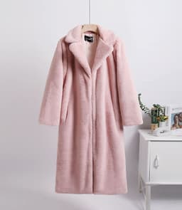 image-Winter loose mink velvet faux fur stitching mid-length coat furry suit collar women's coat