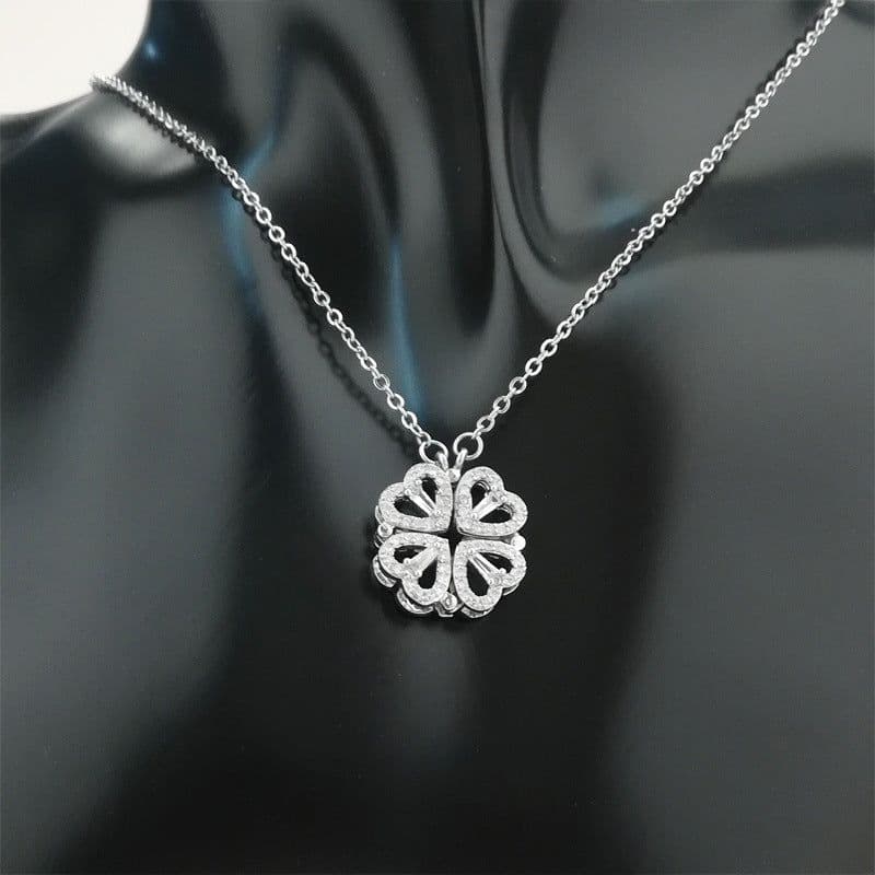 image-Douyin the same love four-leaf clover necklace female niche design a multi-wear magnet jewelry Valentine's Day gift