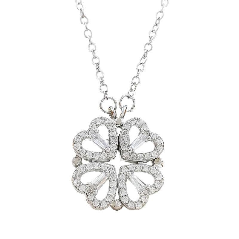 image-Douyin the same love four-leaf clover necklace female niche design a multi-wear magnet jewelry Valentine's Day gift