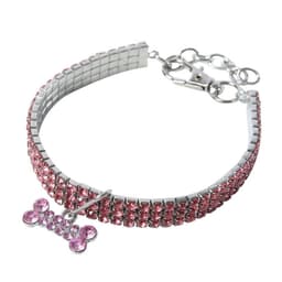 image-3 Row Rhinestone Elastic Pet Necklace Dog Chain Cat Crystal Collar Pet Supplies Small Dog Jewelry Tag