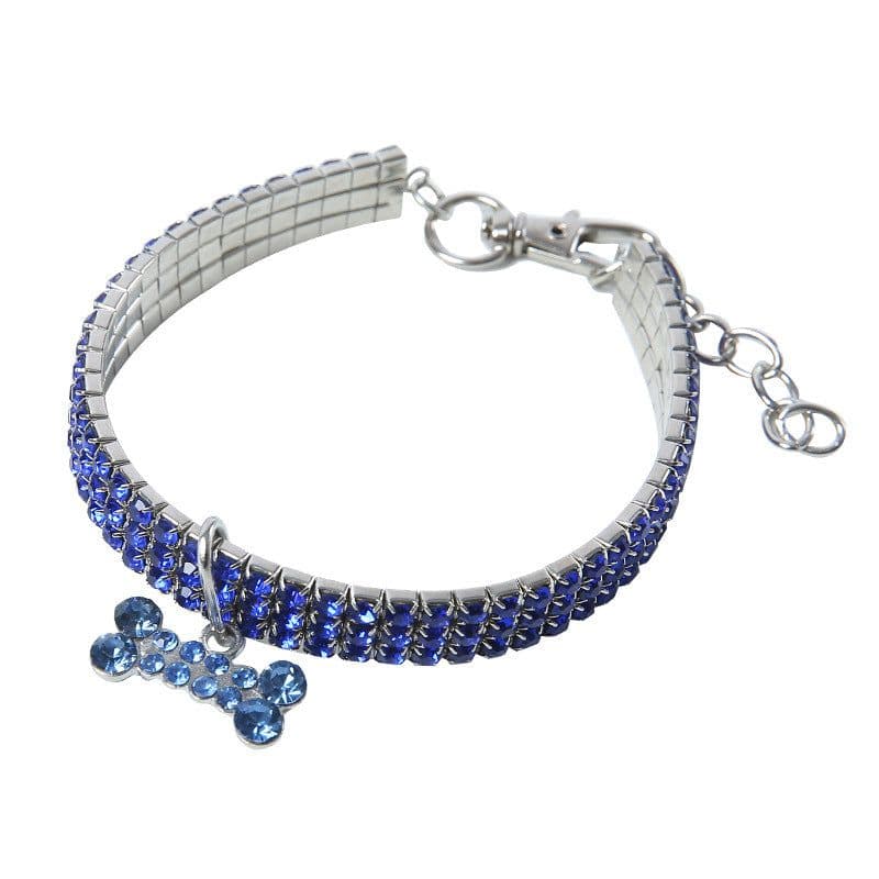 image-3 Row Rhinestone Elastic Pet Necklace Dog Chain Cat Crystal Collar Pet Supplies Small Dog Jewelry Tag