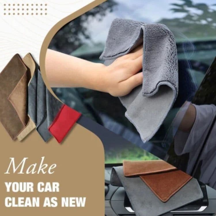 image-Car Drying Towel Imitation Suede Strong Absorbent Car Towel Fine Fiber Coral Velvet Absorbent Towel