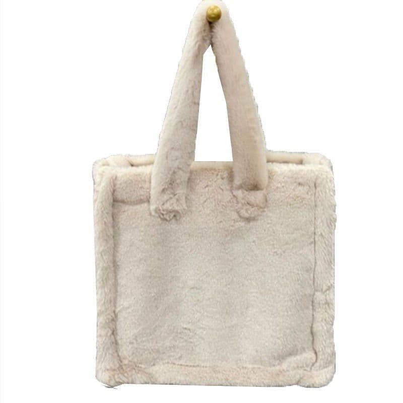 image-2021 winter bag new fashion hand-carrying plush bag casual one-shoulder hand-held oblique cross armpit hairy women's bag
