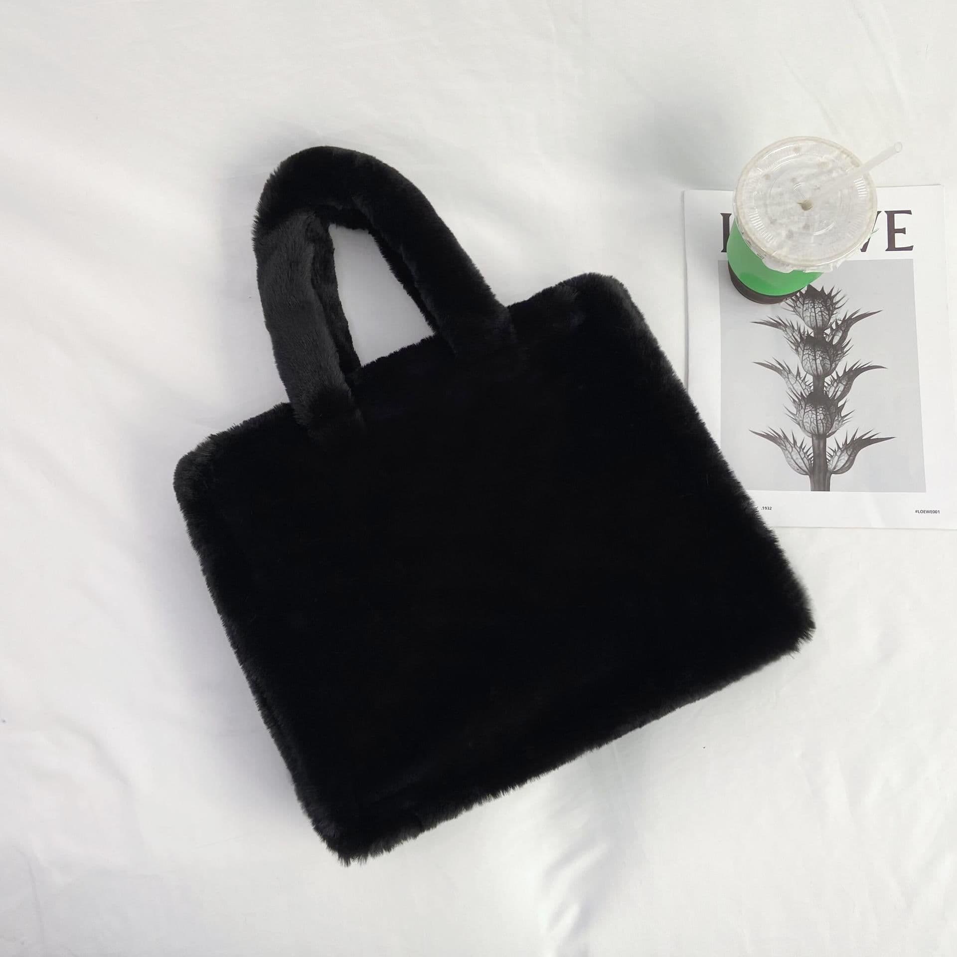image-2021 winter bag new fashion hand-carrying plush bag casual one-shoulder hand-held oblique cross armpit hairy women's bag
