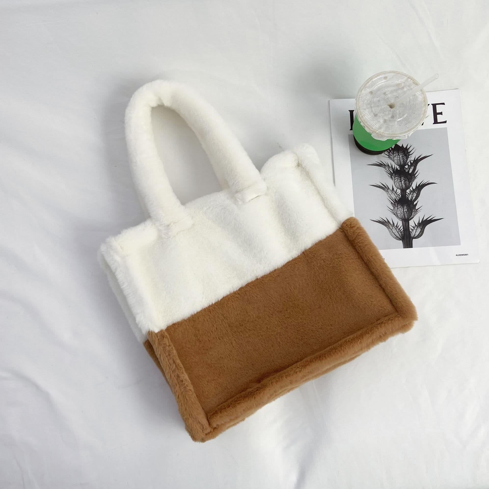 image-2021 winter bag new fashion hand-carrying plush bag casual one-shoulder hand-held oblique cross armpit hairy women's bag