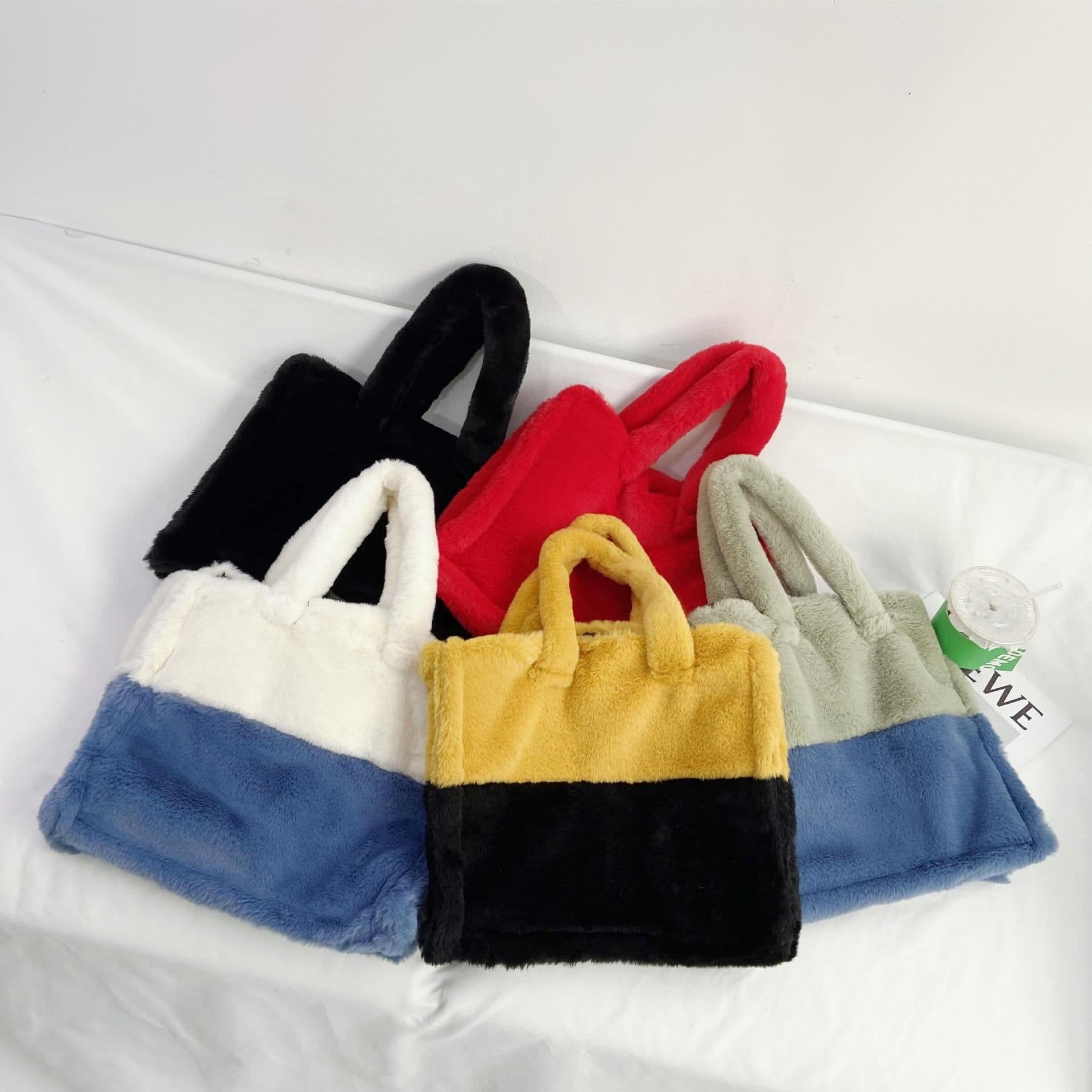 image-2021 winter bag new fashion hand-carrying plush bag casual one-shoulder hand-held oblique cross armpit hairy women's bag
