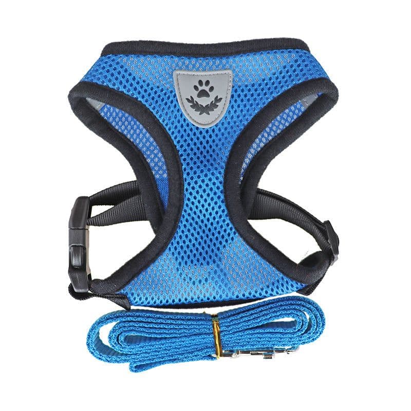 image-Explosion-proof pet harness Explosion-proof punching pet supplies mesh chest harness Fashionable hamster leash set wholesale