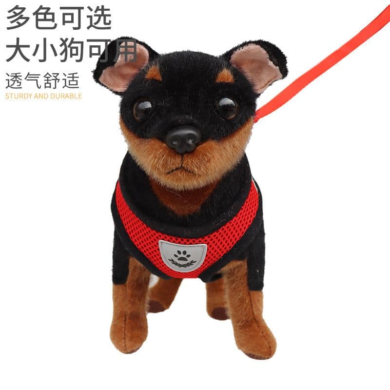 image-Explosion-proof pet harness Explosion-proof punching pet supplies mesh chest harness Fashionable hamster leash set wholesale