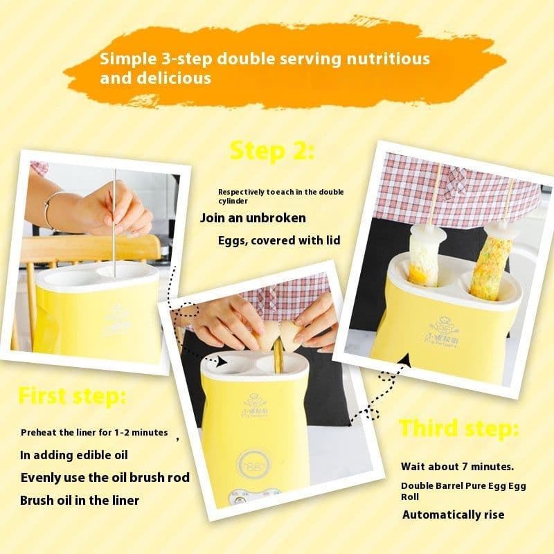 image-Household Double Barrel Egg Cup Waffle Cone Maker Omelette Maker